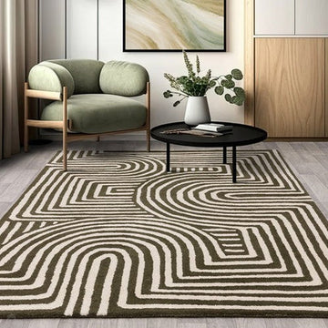 Reef RF30 Curve Modern Geometric Hand-Woven Wool Forest Green/Cream Rug-Asiatic Carpets-Rug Love - The Most Loved Rug Store